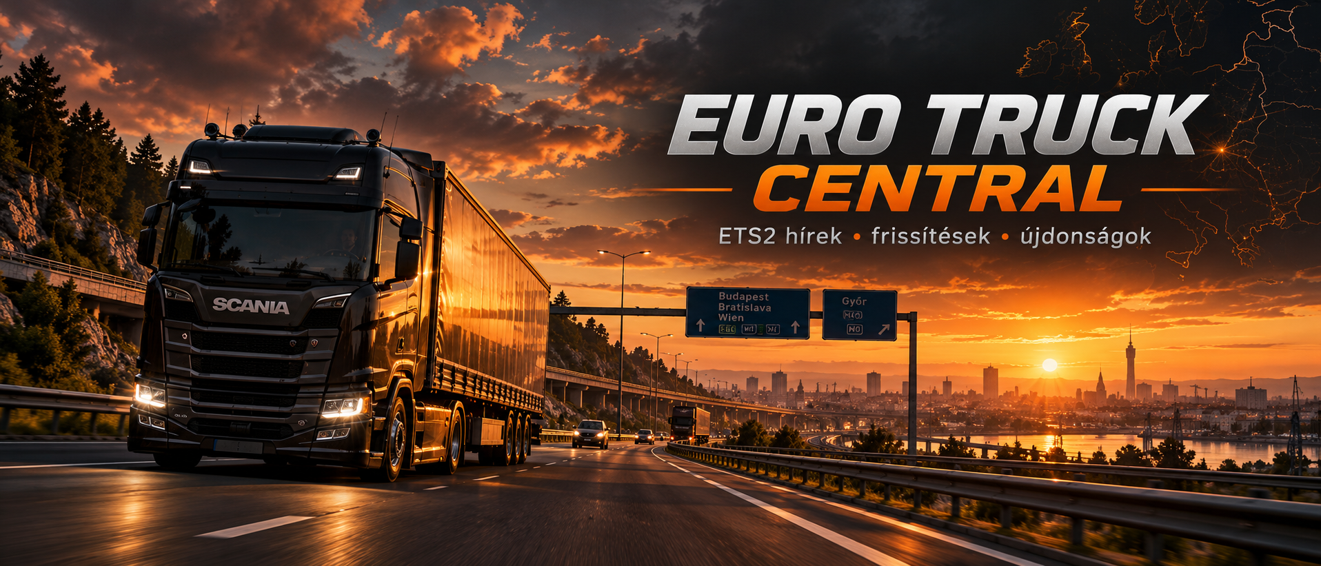 Kamion az autópályán naplementében – Euro Truck Central